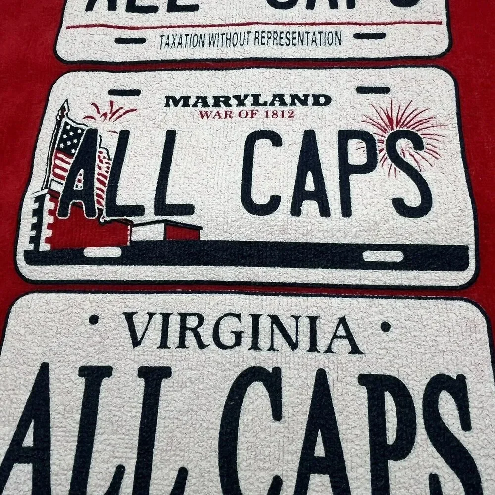 Washington Capitals Ice Hockey All Caps Boeing Towel License Plates DC VA MD EUC